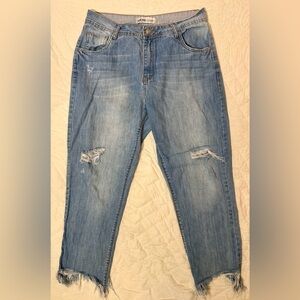 Dardak Distressed Jeans Raw Hem Light Wash Size 27